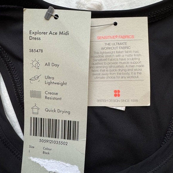 NWT Sweaty Betty Explorer Ace Midi Dress Black Size Large - Picture 13 of 14